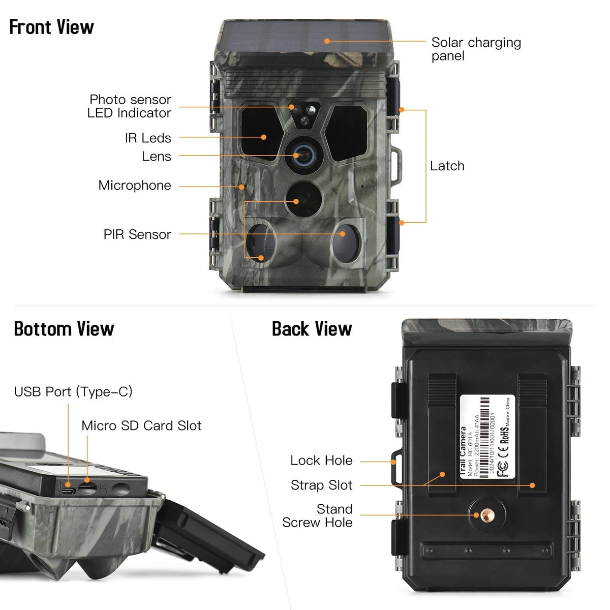 Wildsnap V3 Solar Powered Trail Camera 50MP 4K