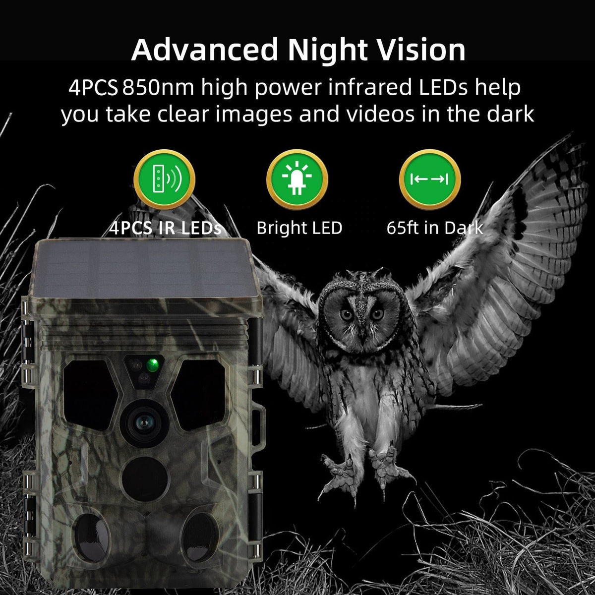 Wildsnap V3 Solar Powered Trail Camera 50MP 4K