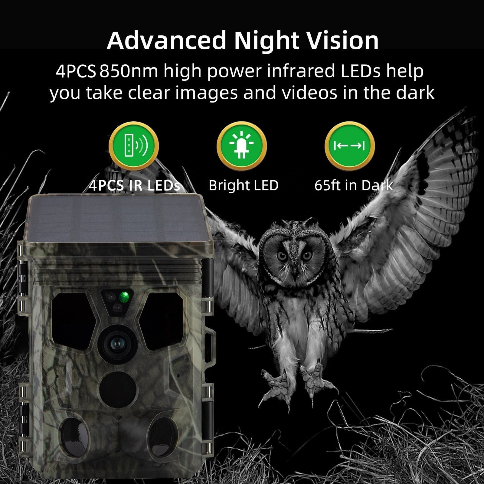 Wildsnap V3 Solar Powered Trail Camera 50MP 4K