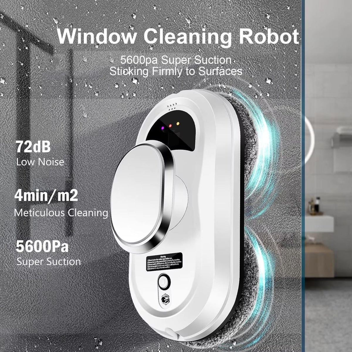 WinoBotto Robot Window Cleaner with 5600Pa Suction & AI Navigation