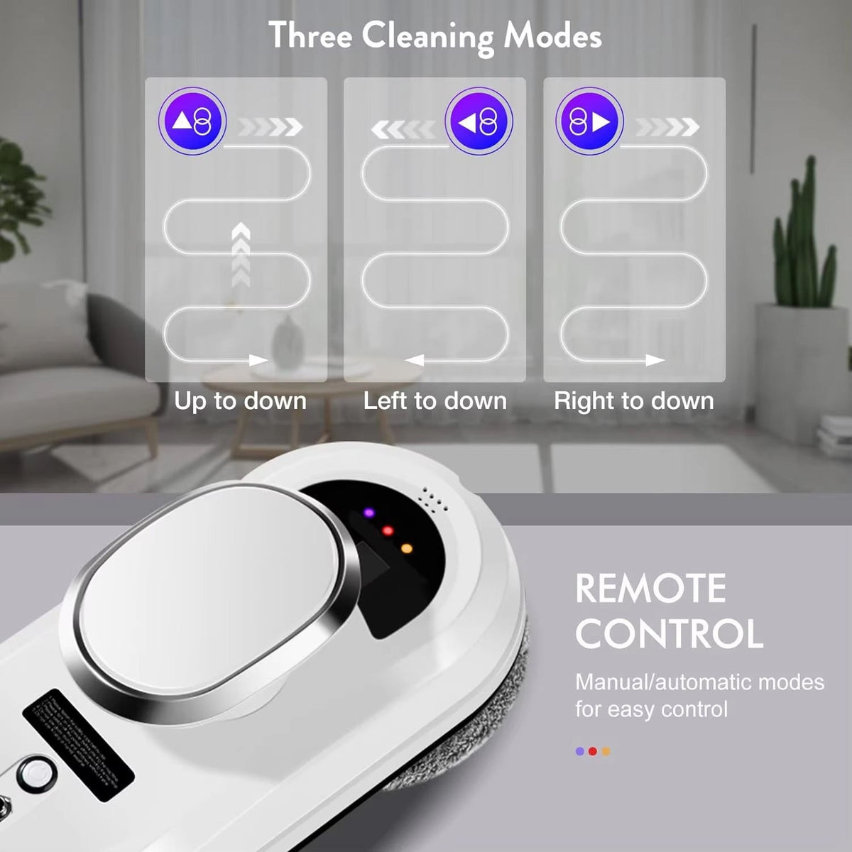 WinoBotto Robot Window Cleaner with 5600Pa Suction & AI Navigation