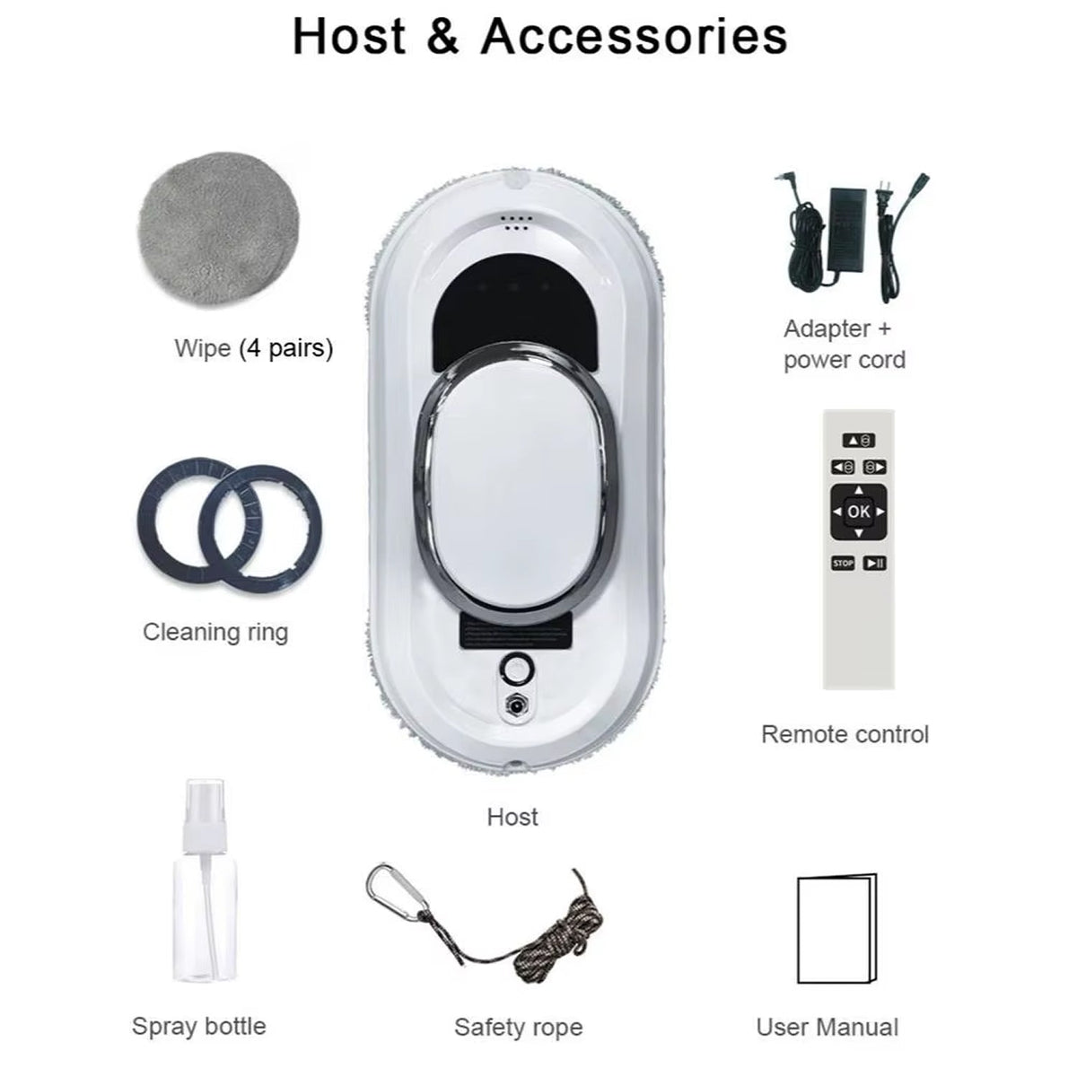 WinoBotto Robot Window Cleaner with 5600Pa Suction & AI Navigation