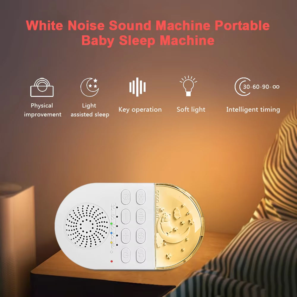 WNSleep Portable White Noise Machine with 24 Sounds & Breathing Lamp