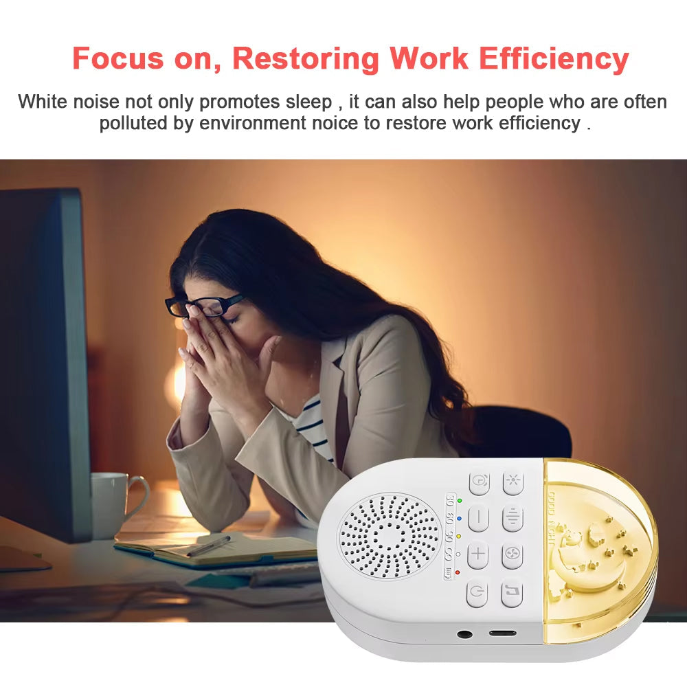 WNSleep Portable White Noise Machine with 24 Sounds & Breathing Lamp