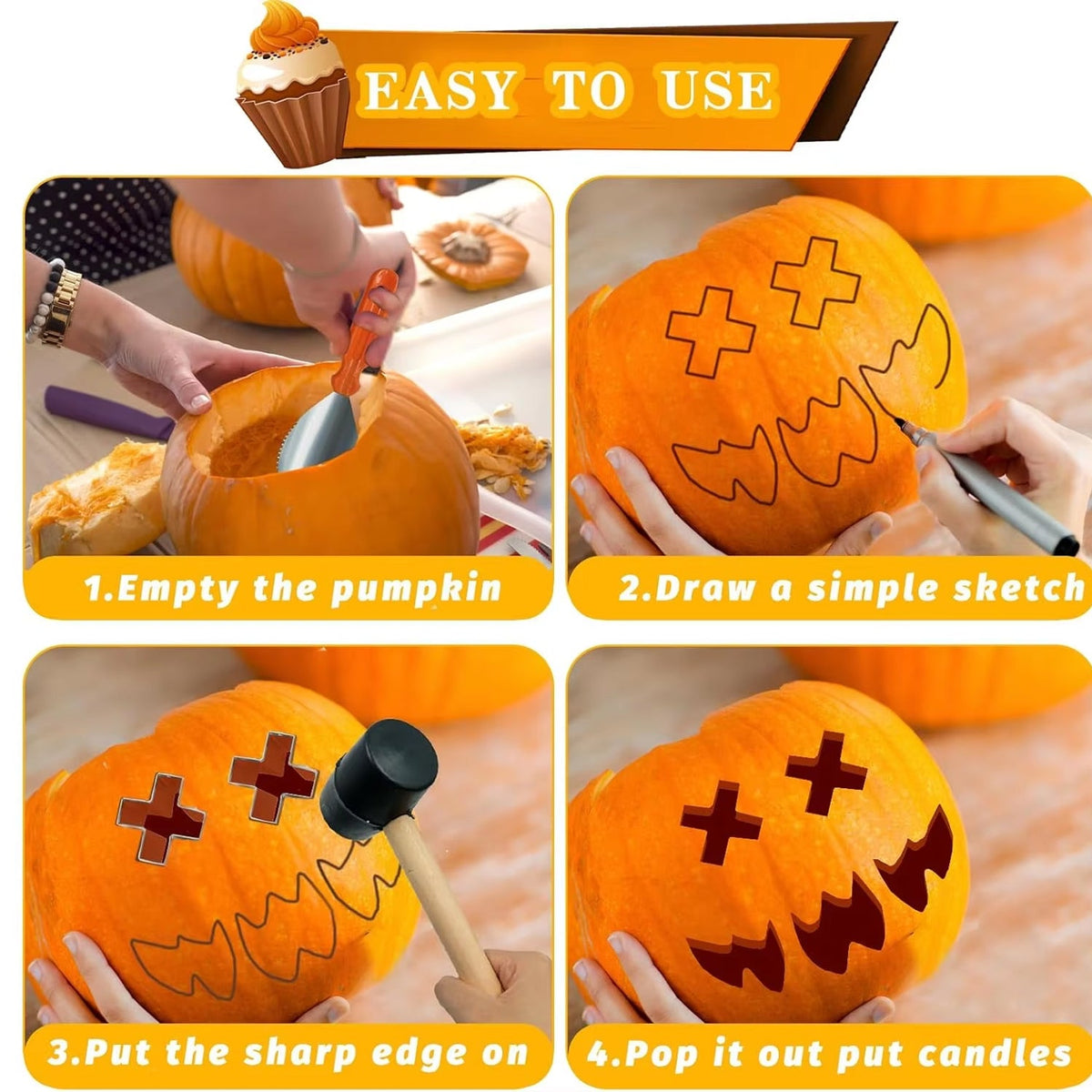 XpumpMax Heavy-Duty Stainless Steel Pumpkin Carving Tools Kit UK