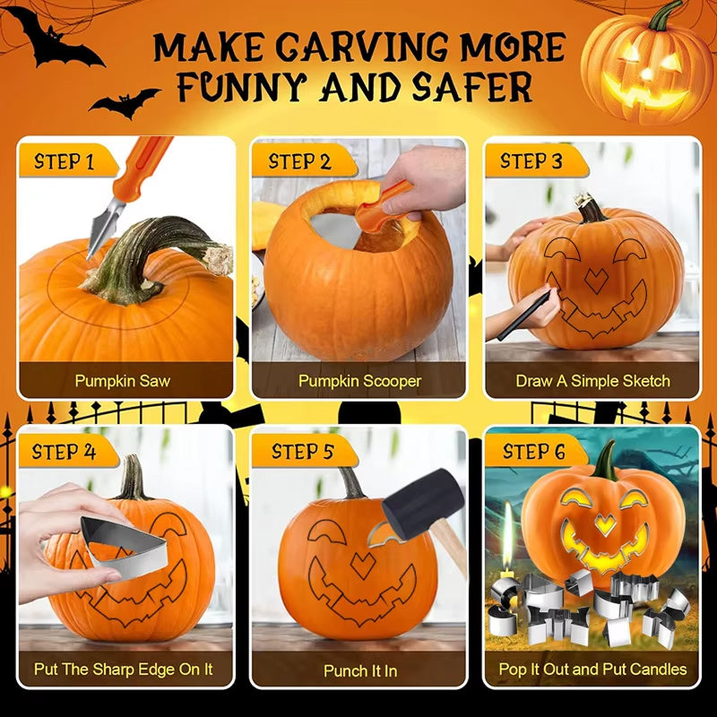 XpumpMax Heavy-Duty Stainless Steel Pumpkin Carving Tools Kit UK