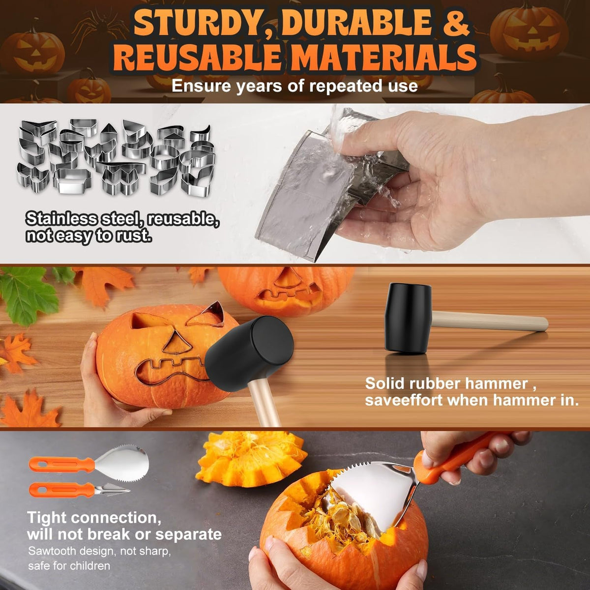 XpumpMax Heavy-Duty Stainless Steel Pumpkin Carving Tools Kit UK