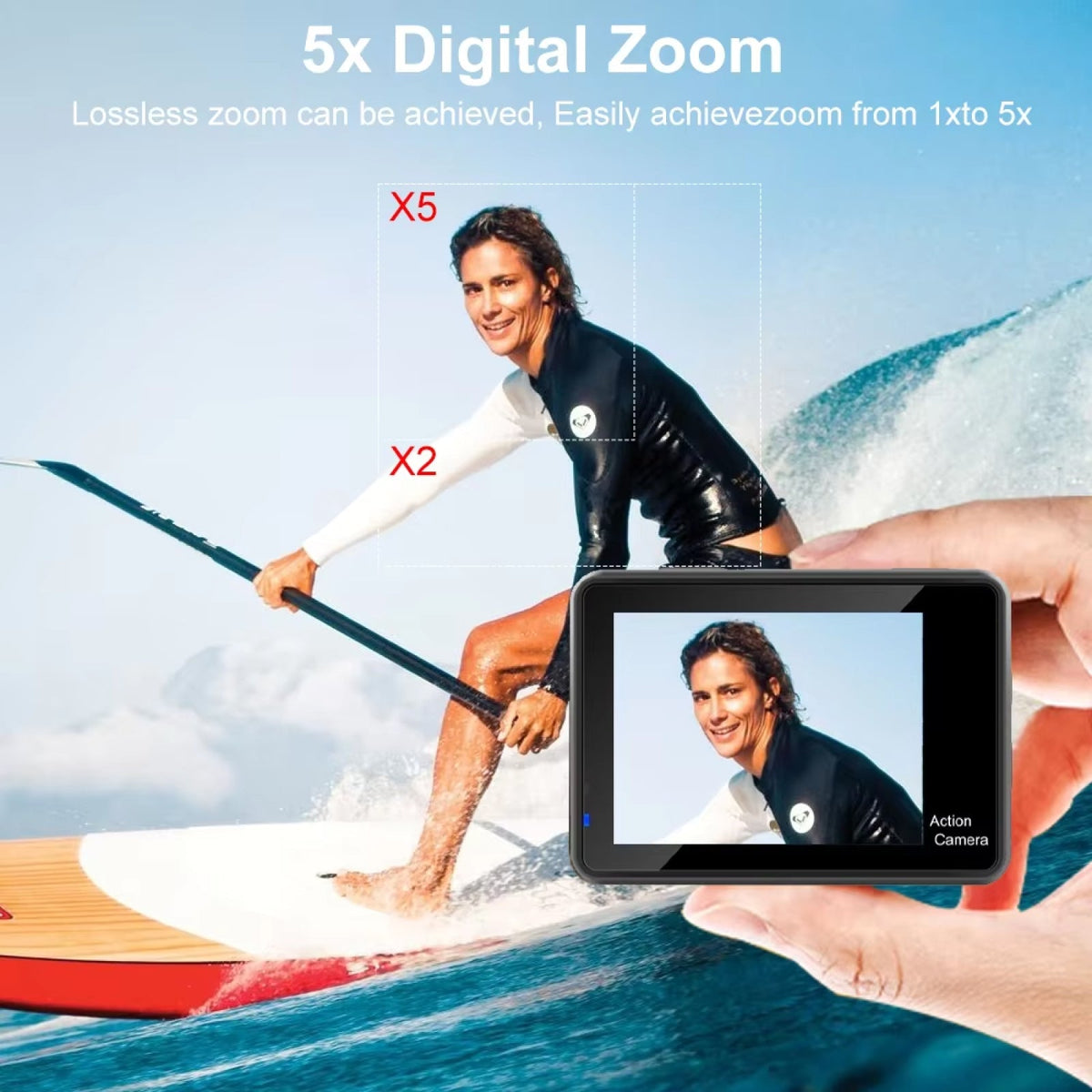 ZinoxCam 5K Ultra-HD Action Camera for Skiing