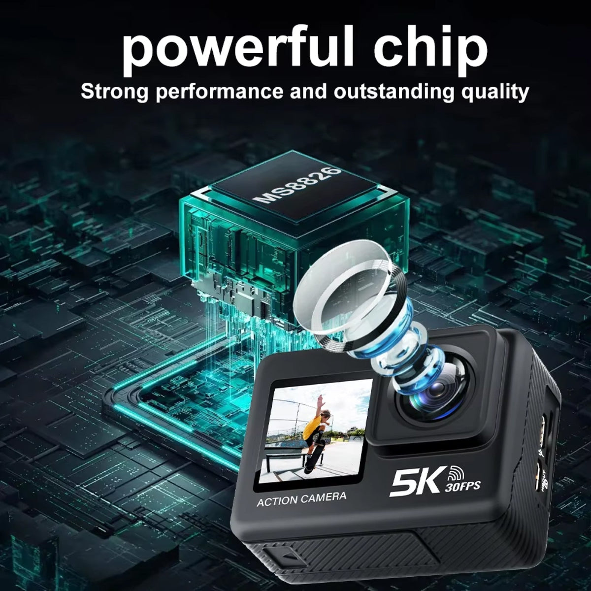 ZinoxCam 5K Ultra-HD Action Camera for Skiing