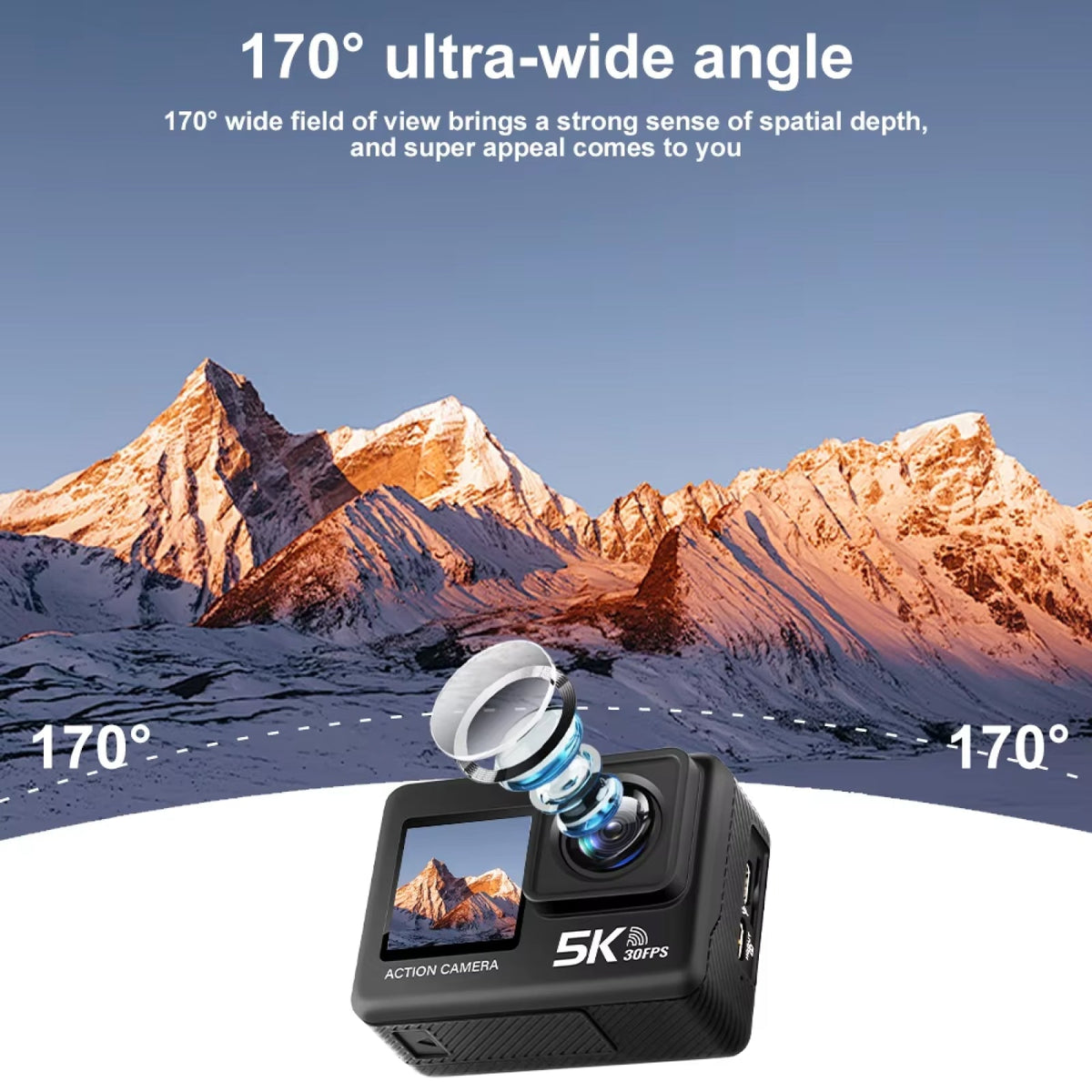 ZinoxCam 5K Ultra-HD Action Camera for Skiing