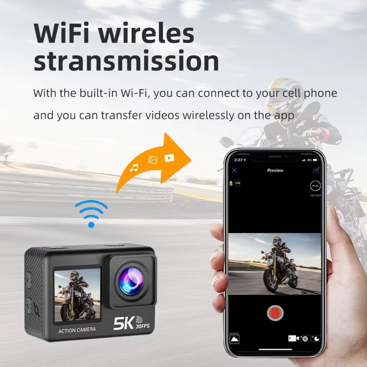 ZinoxCam 5K Ultra-HD Action Camera for Skiing