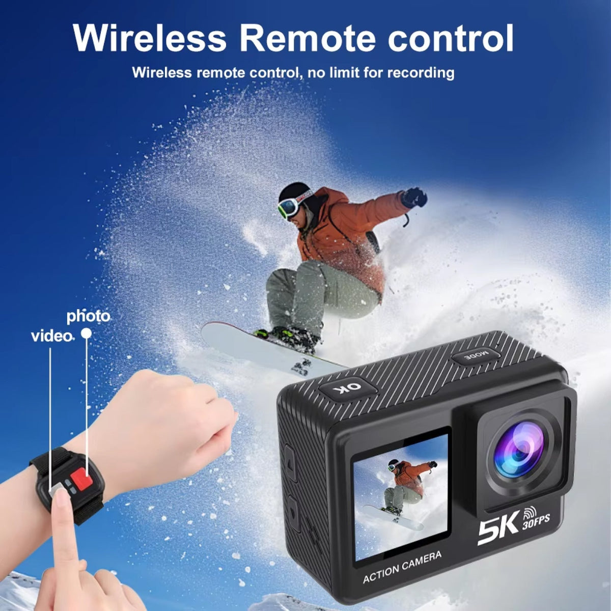 ZinoxCam 5K Ultra-HD Action Camera for Skiing