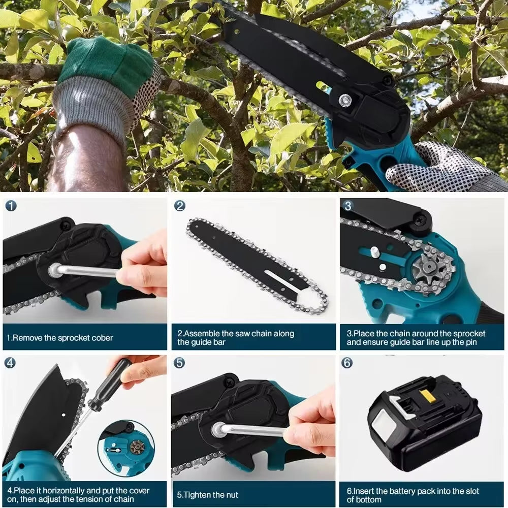 Zizacket 6-Inch Cordless Mini Chainsaw Makita Compatible